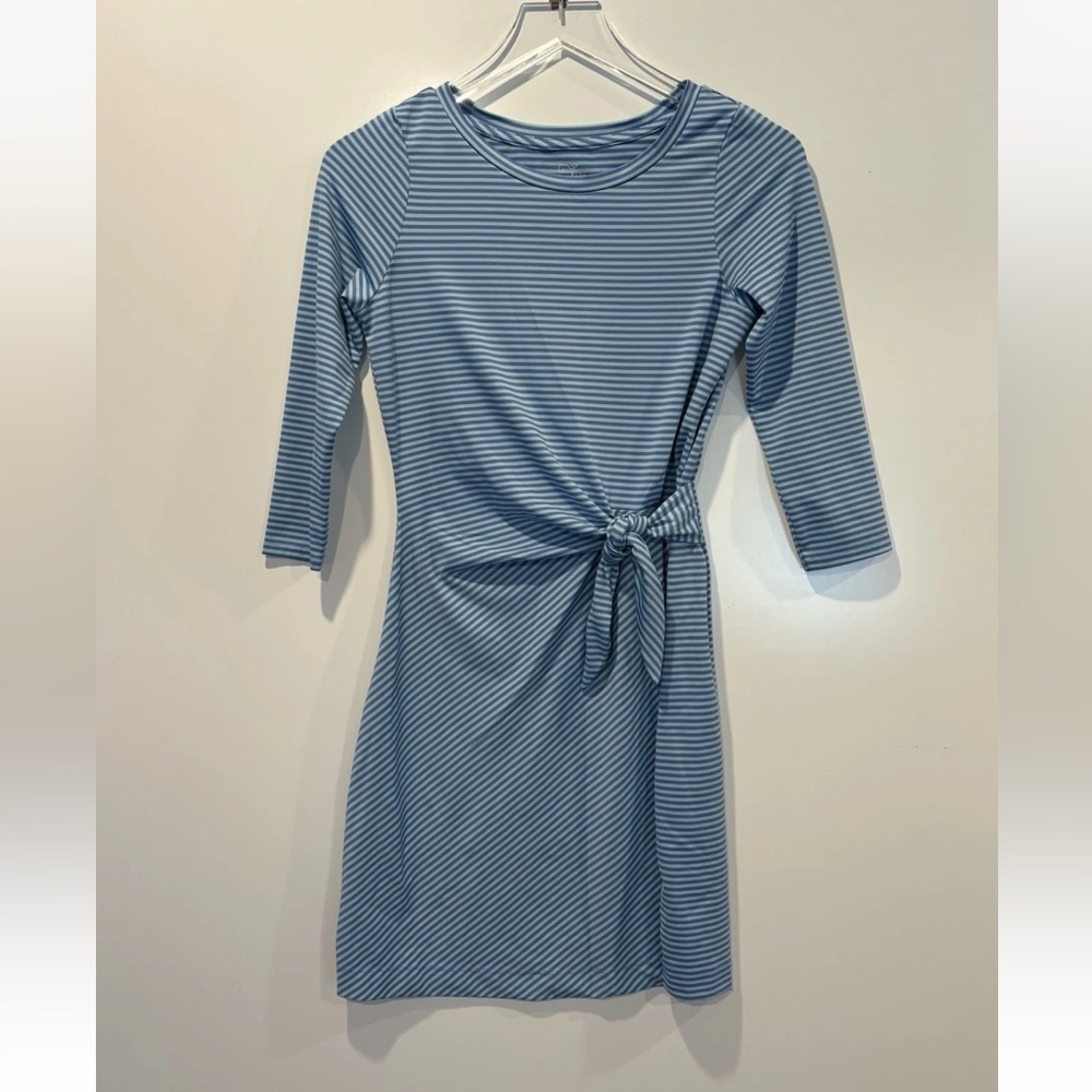 Vineyard Vines Sankaty Margo Dress Blue Green‎ Striped Side Tie XXS Performance